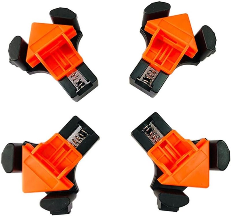 كيلا مشبك زاوية قائم بنابض ومقبض، 4 قطع، أداة مشبك نجارة قابلة للتعديل، أدوات مشبك نجارة متأرجحة - Image 1